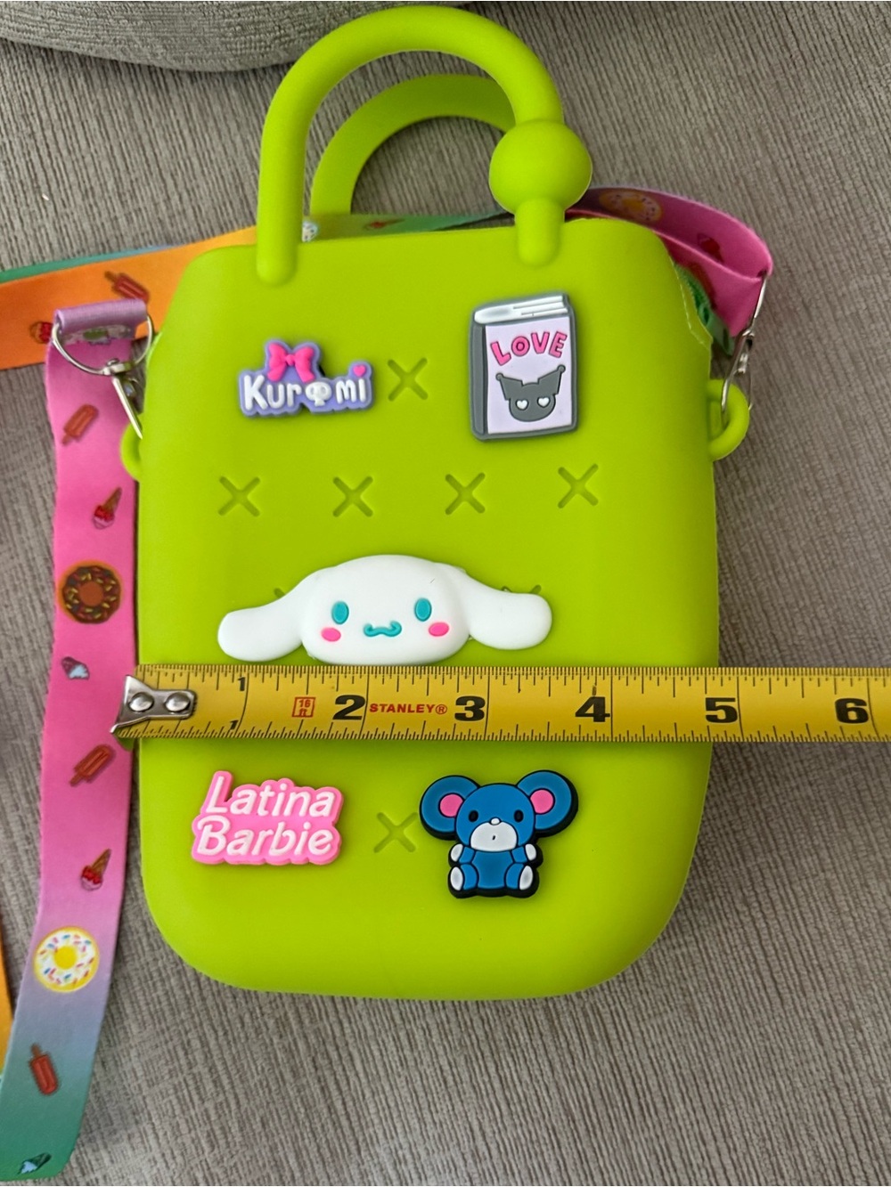 Sanrio Lime Green Silicone Kawaii Character Crossbody Pouch
